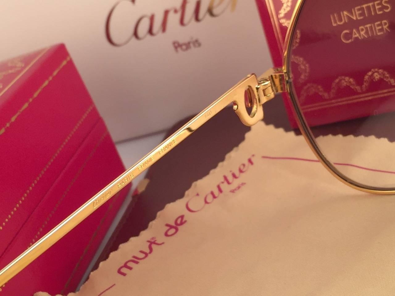 Lunettes de soleil vintage Cartier Santos Screws 1983 59mm 18K Heavy Plated France en vente 1