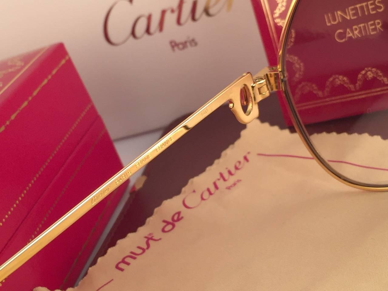 Vintage Cartier Santos Screws 56mm Heavy Plated Sunglasses France In Excellent Condition For Sale In Baleares, Baleares