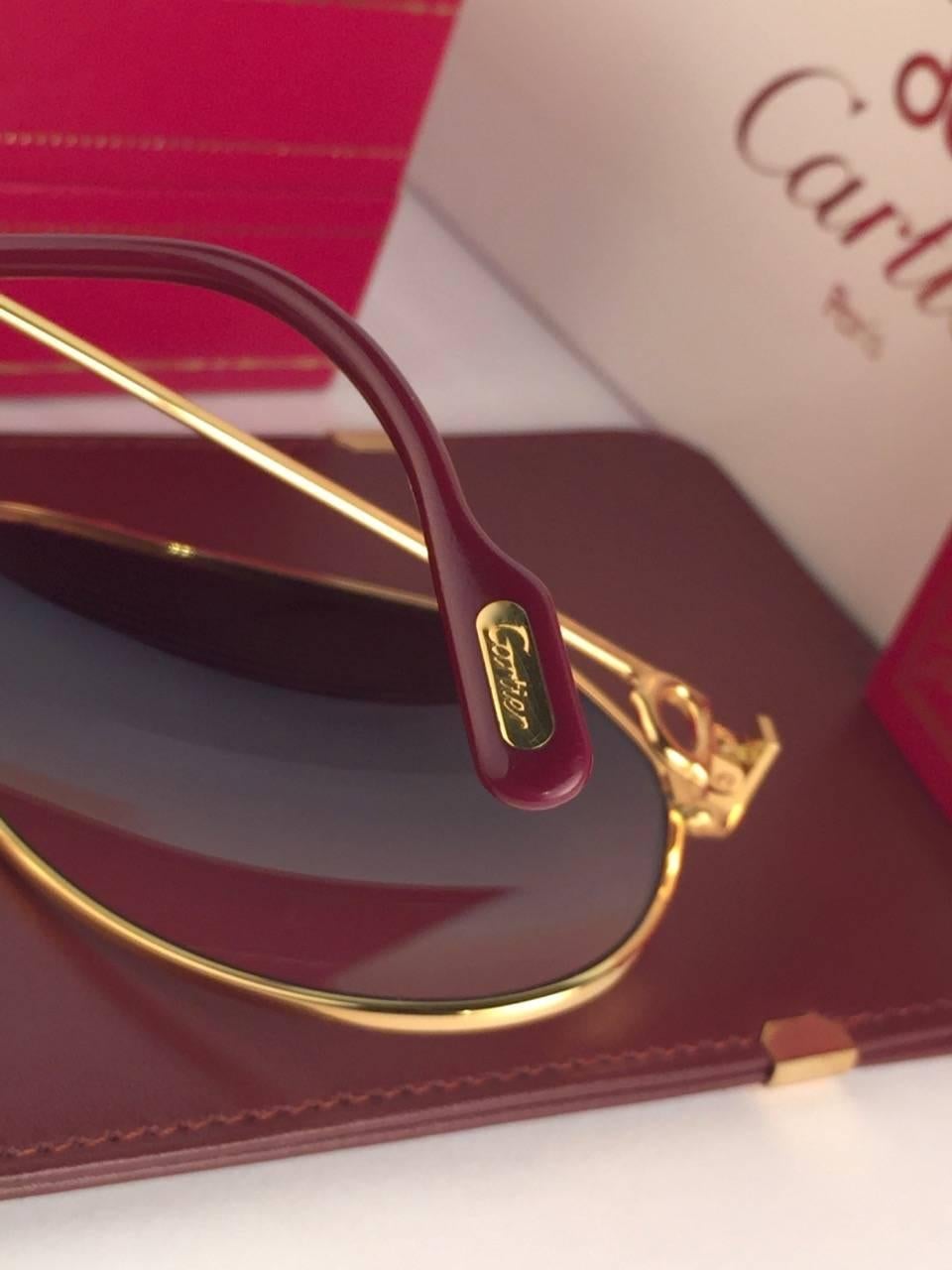 Women's or Men's Vintage Cartier Santos Screws 56mm Heavy Plated Sunglasses France For Sale