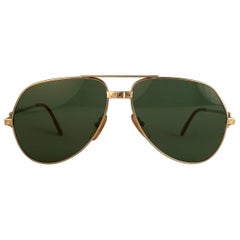 Vintage Cartier Santos Screws Titanium 62Mm Heavy Plated Sunglasses France