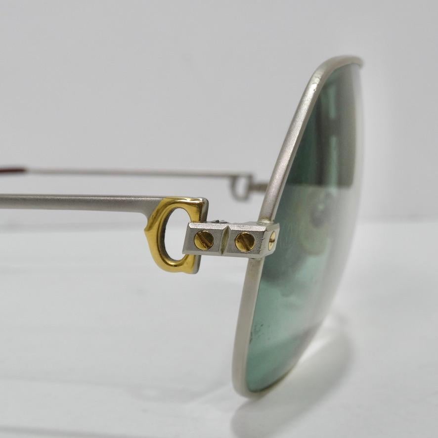 Vintage Cartier Santos Screws Titanium Romance Sunglasses circa 1980s For Sale 6