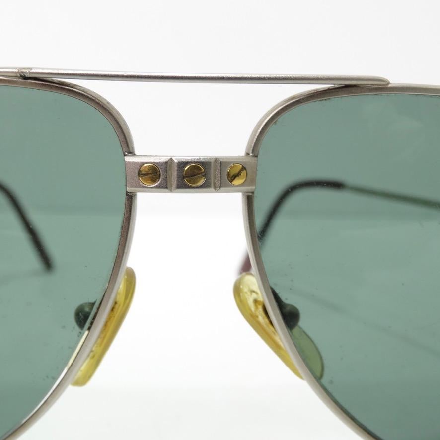 Brown Vintage Cartier Santos Screws Titanium Romance Sunglasses circa 1980s For Sale