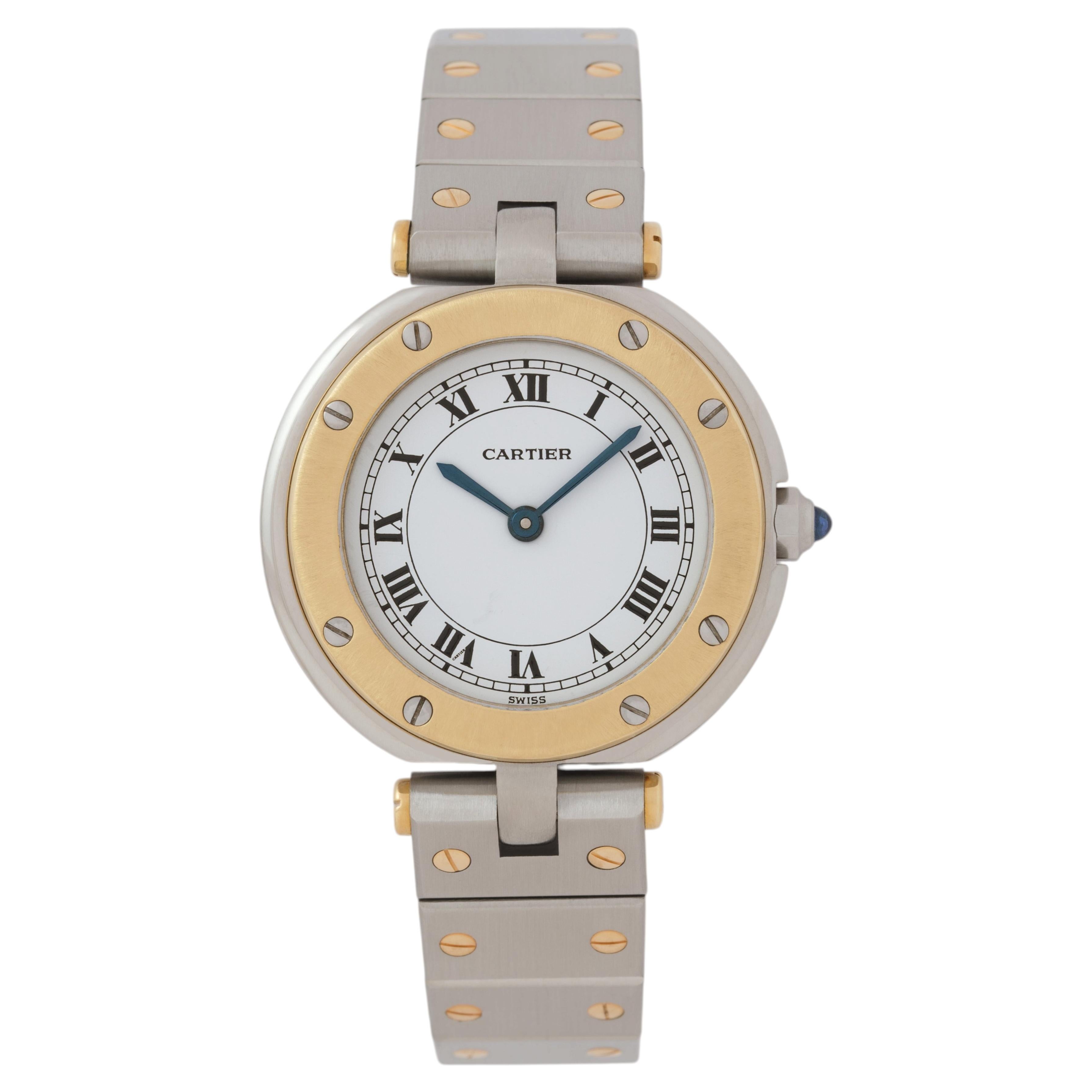 Vintage Cartier Santos Vendome Ronde Model 8191 18k Yellow Gold and Stainless Wa