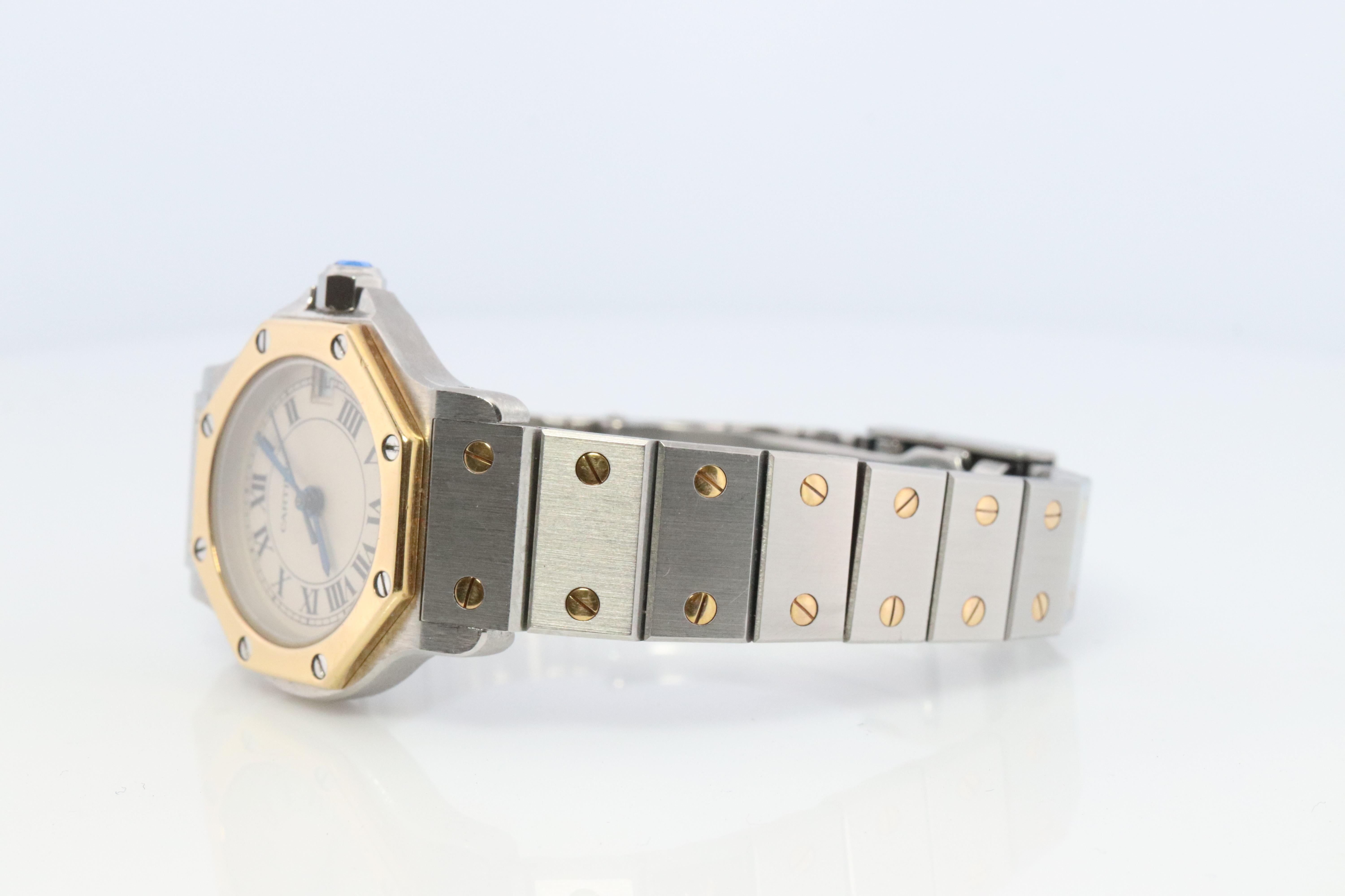Vintage Cartier Santos Watch. Santos de Cartier Octo 187903 Sterling and 18k In Good Condition In Port Charlotte, FL