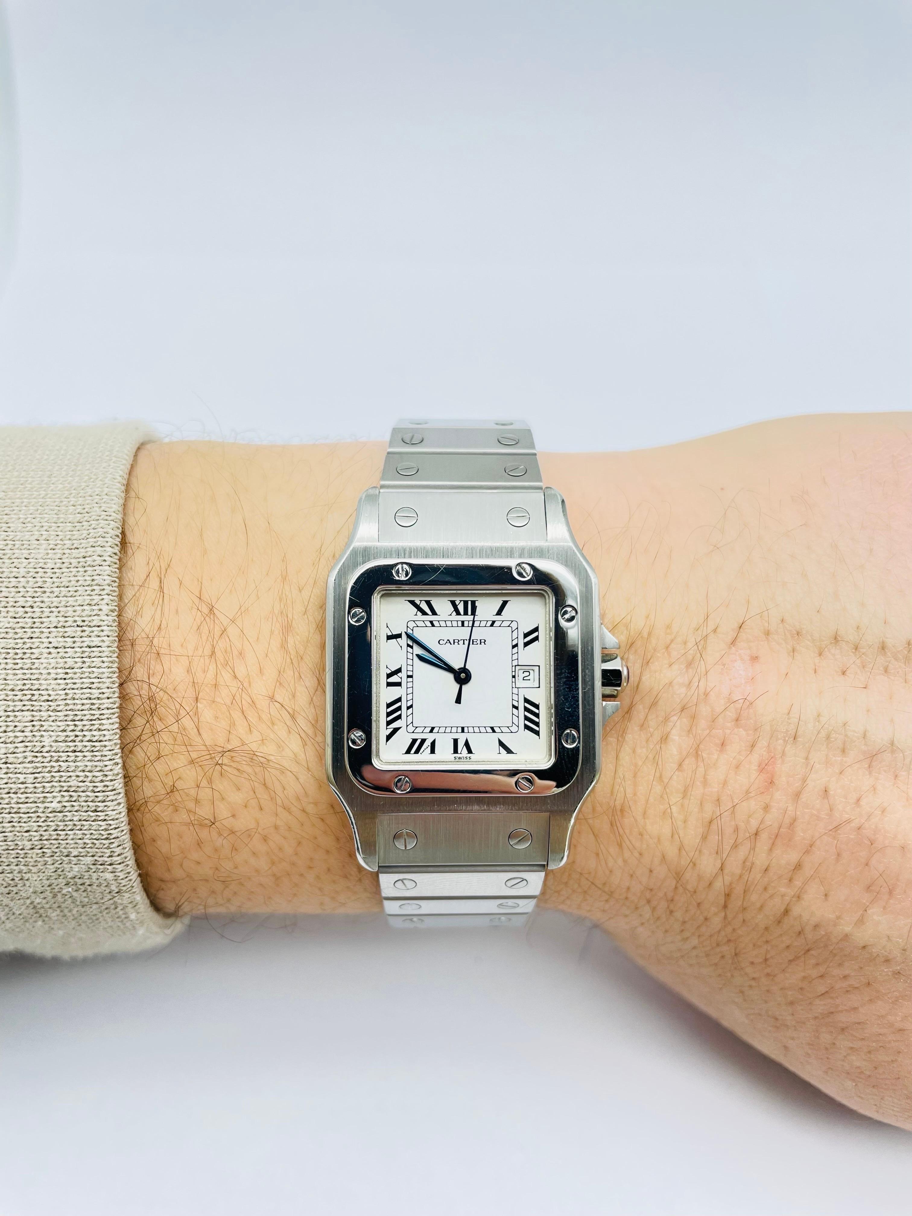 Cartier Santos-Uhr, Stahl, Vintage, Ref. 2960 im Angebot 7