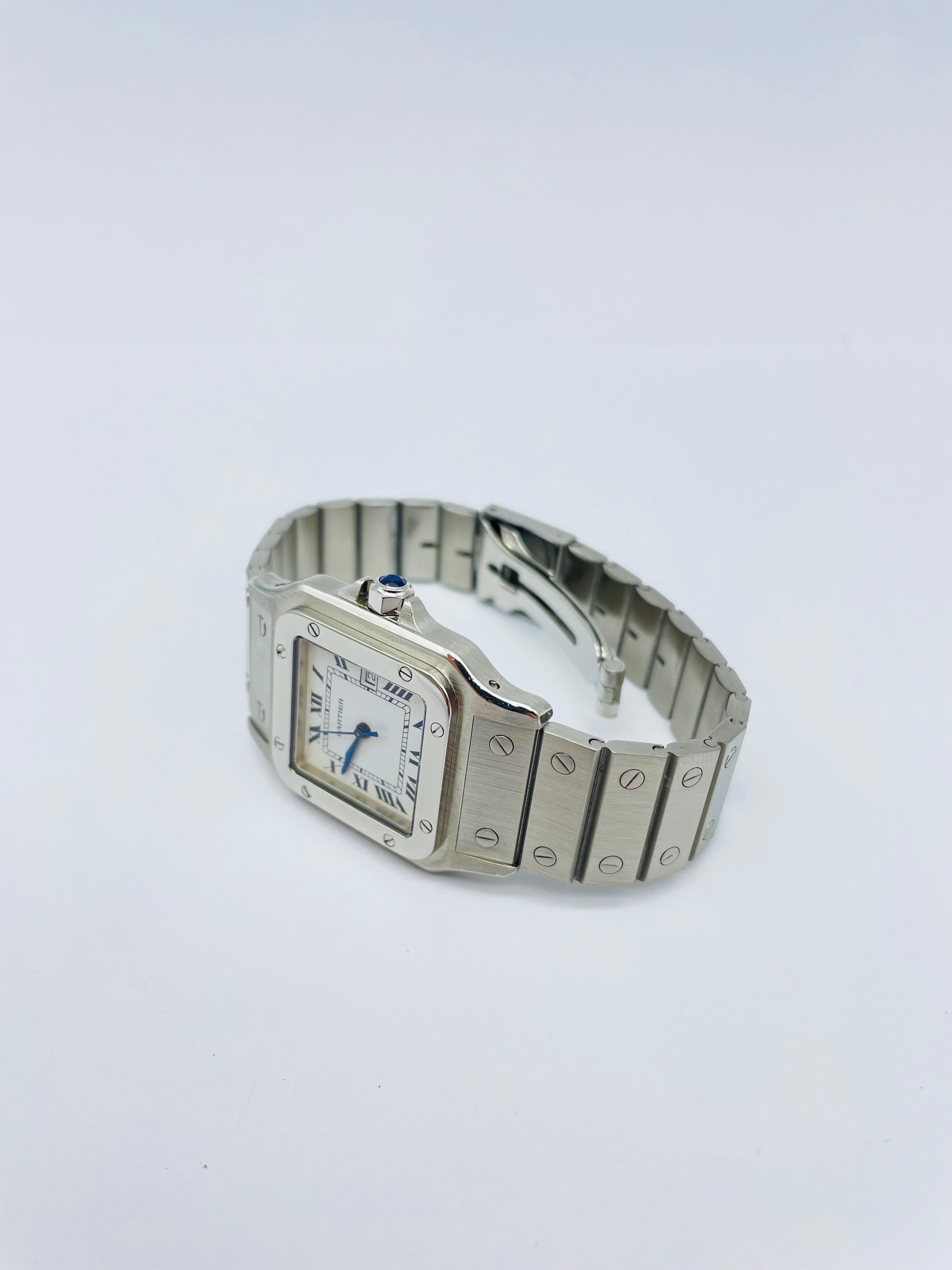 Cartier Santos-Uhr, Stahl, Vintage, Ref. 2960 (Cabochon) im Angebot