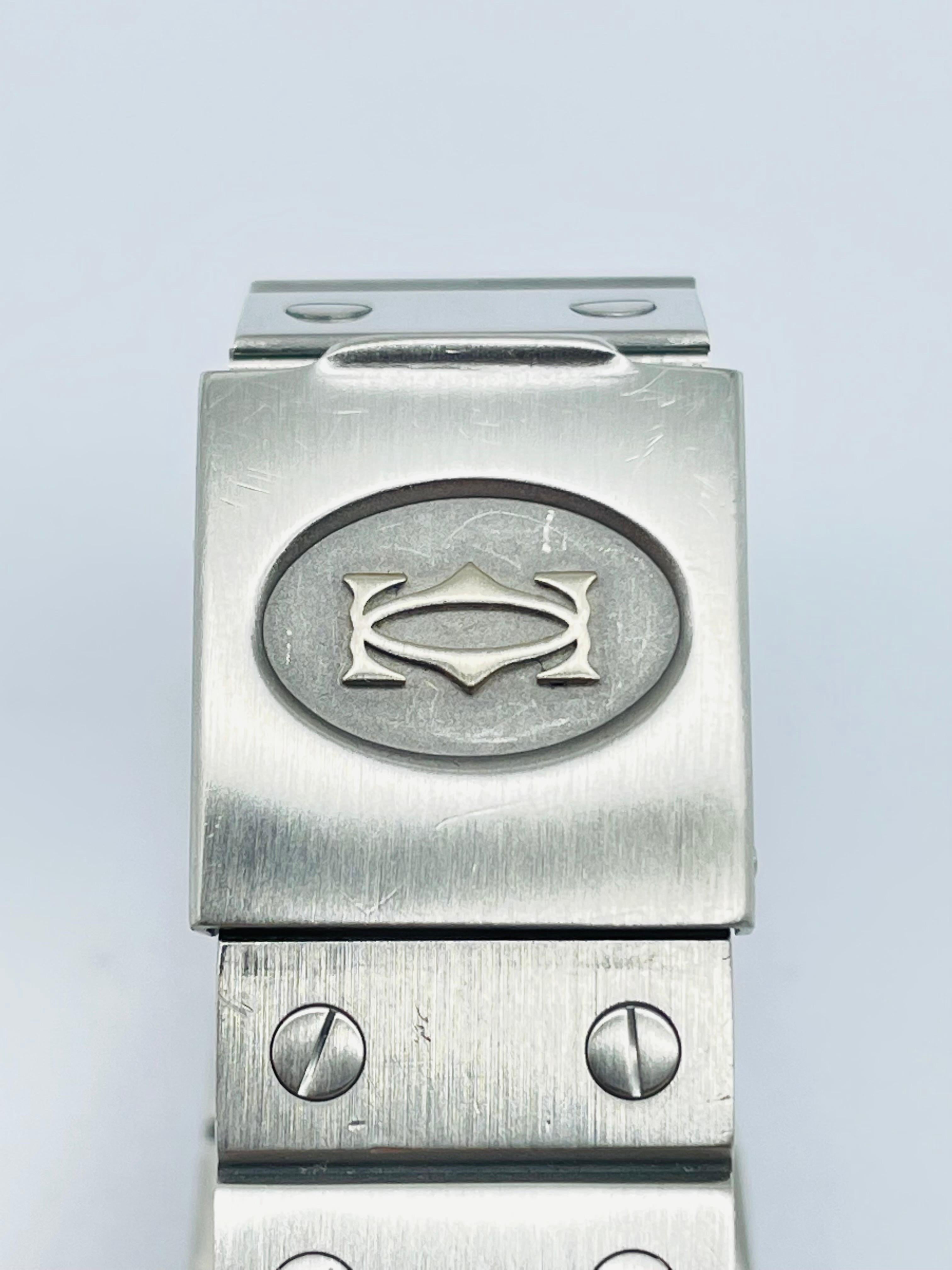 Cartier Santos-Uhr, Stahl, Vintage, Ref. 2960 im Zustand „Gut“ im Angebot in Berlin, BE