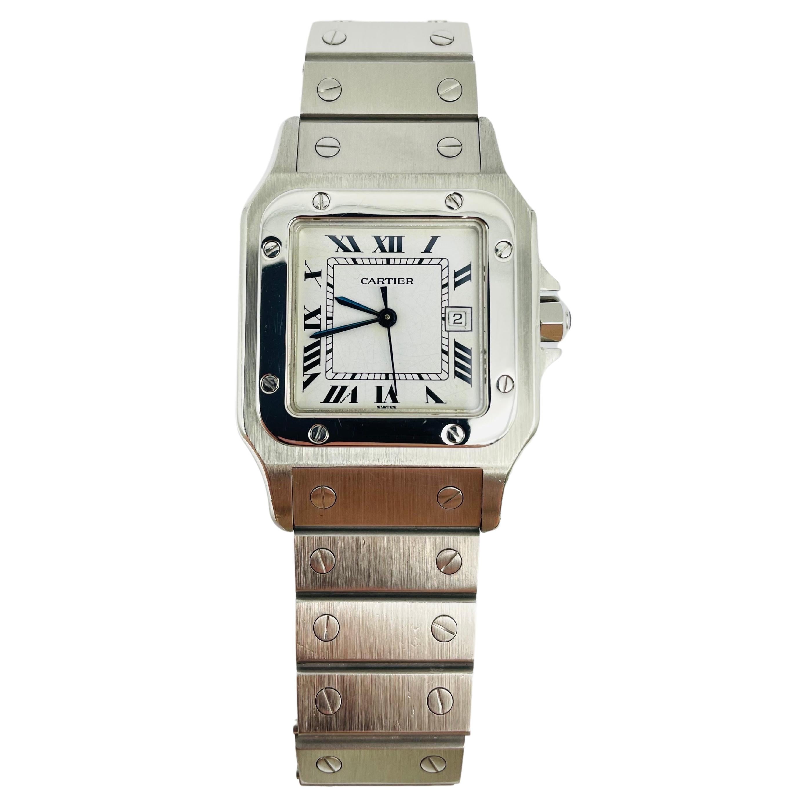 Cartier Santos-Uhr, Stahl, Vintage, Ref. 2960