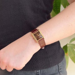 Vintage Cartier Sapphire 18 Karat Yellow Gold Vermeil Must de Cartier Tank Watch