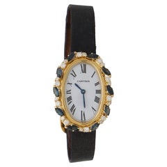 Vintage Cartier Sapphire and Diamond Baignoire Dress Watch