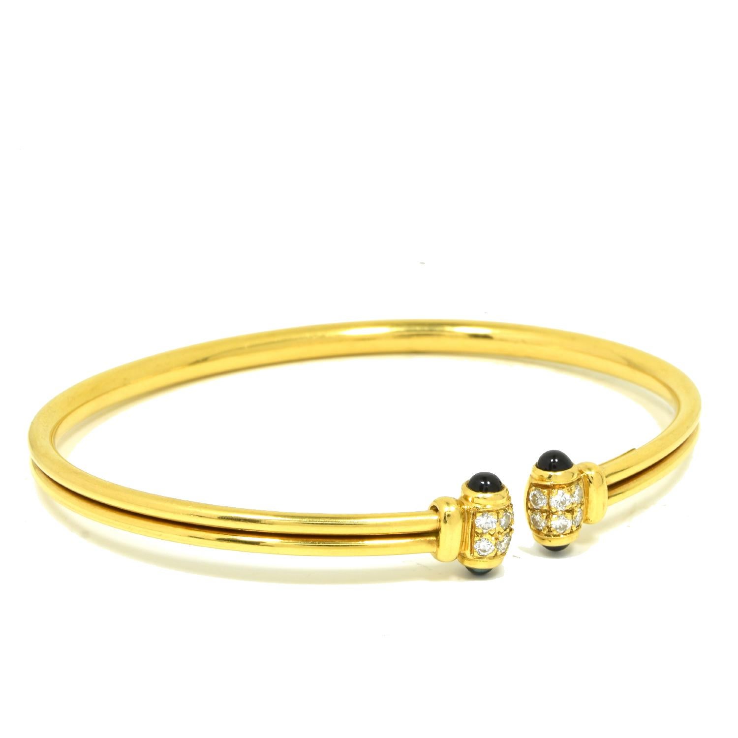 Vintage Cartier Saphir und Diamant Manschette in 18 Karat Gelbgold (Cabochon)