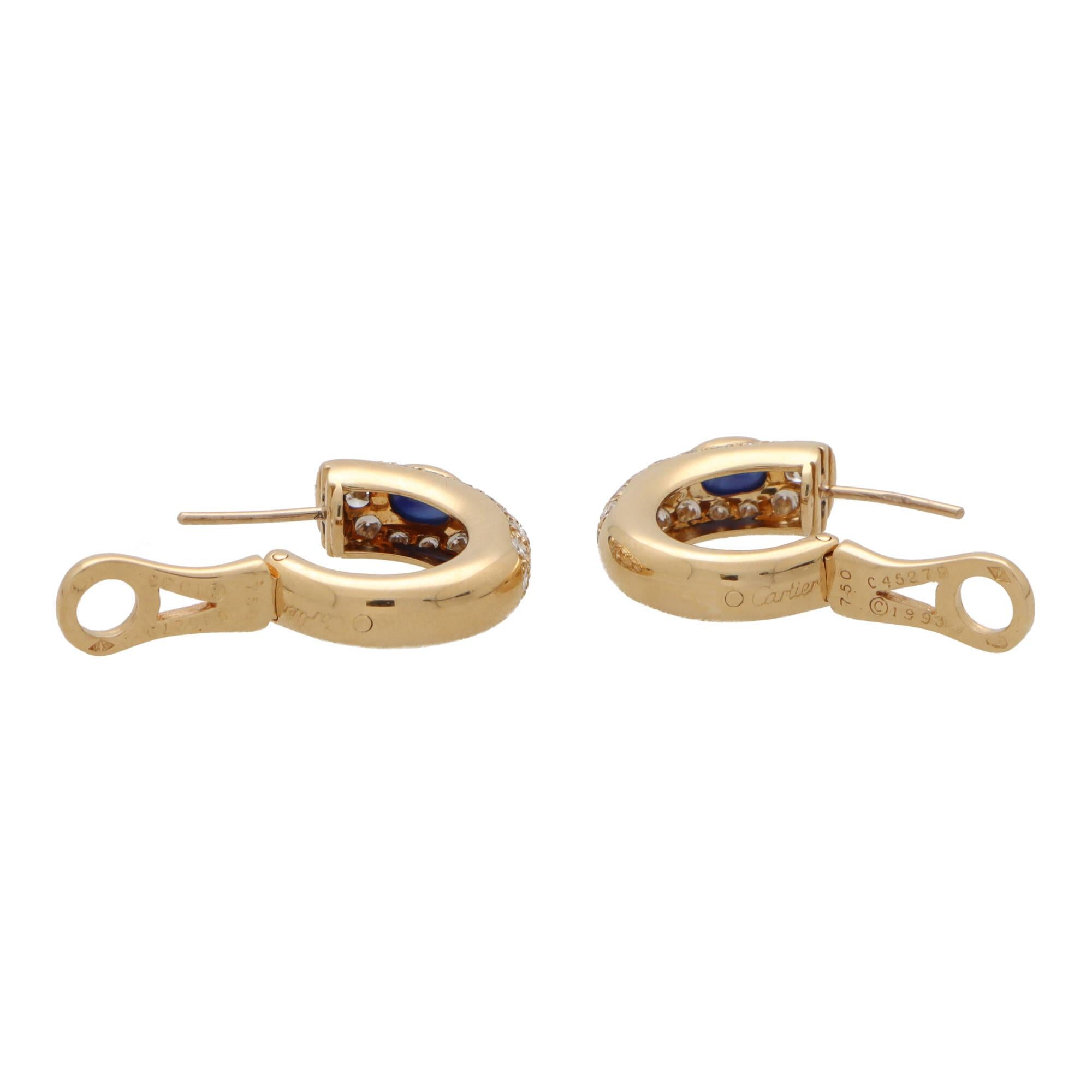 Vintage Cartier Sapphire and Diamond Mimi Earrings Set in 18k Yellow