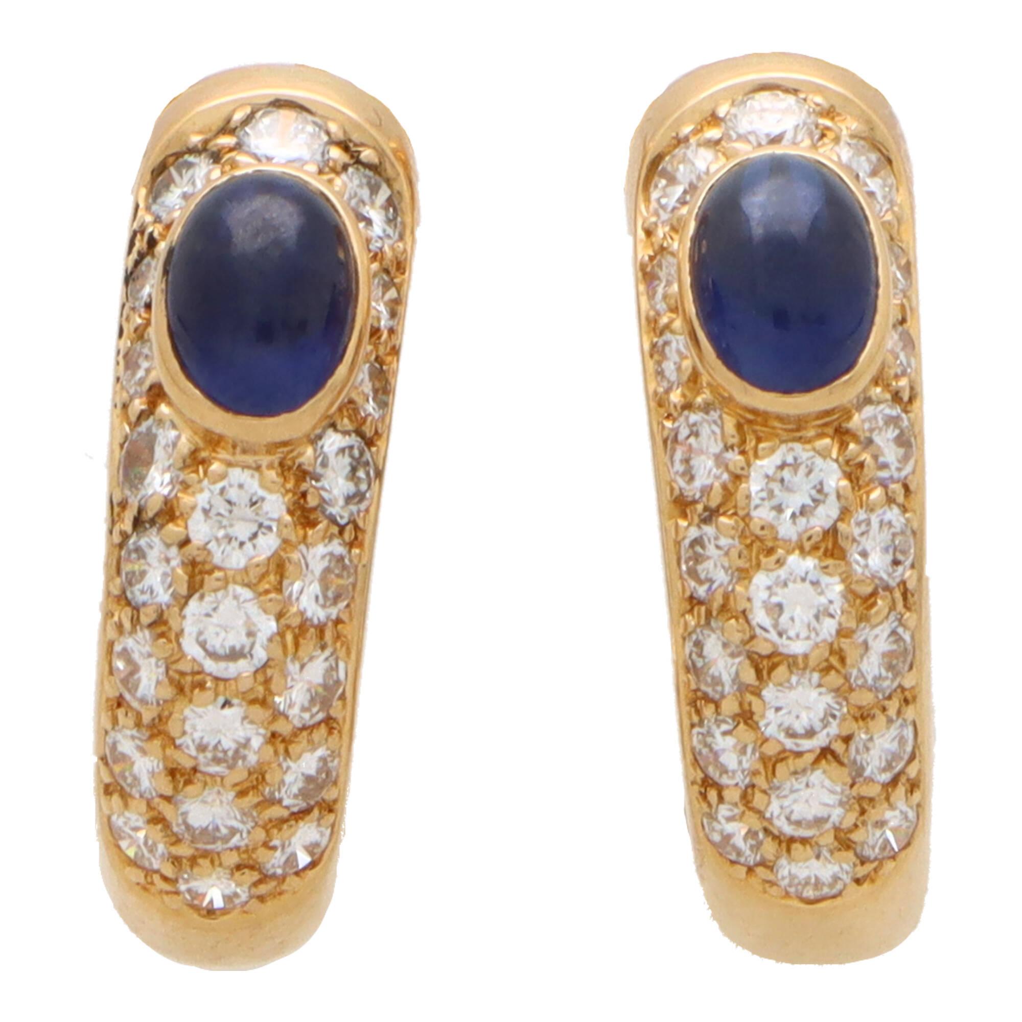 Vintage Cartier Sapphire and Diamond Mimi Earrings Set in 18k Yellow