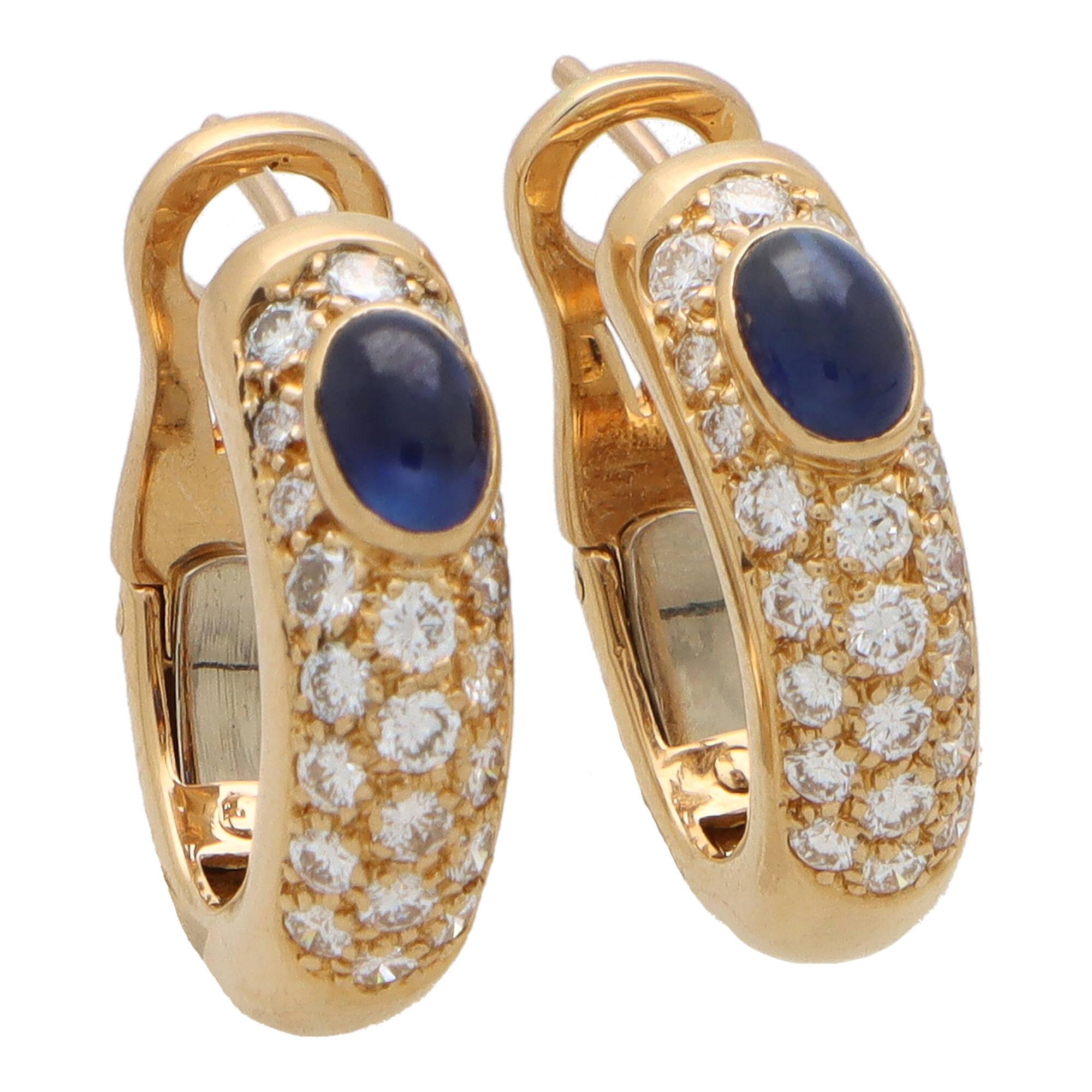 Vintage Cartier Sapphire and Diamond Mimi Earrings Set in 18k Yellow