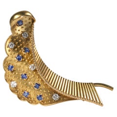 Vintage Cartier Sapphire, Diamond and Gold Brooch, Circa 1960