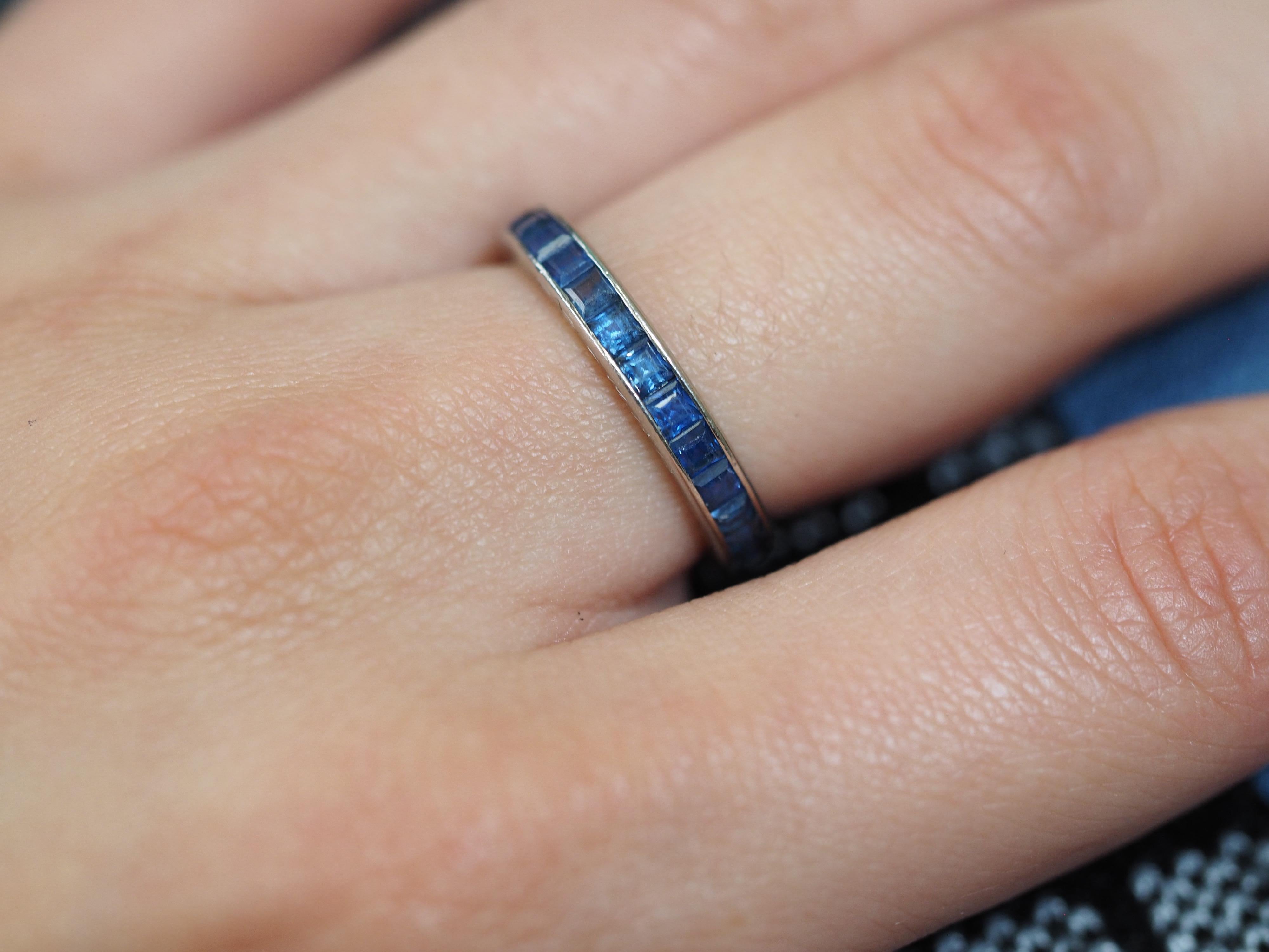 French Cut Vintage Cartier Sapphire Eternity Band, circa 1950s
