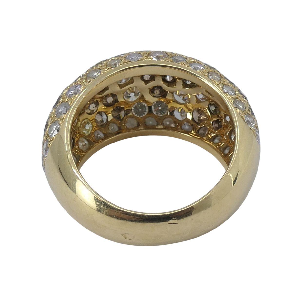 Anello Cartier Sauvage d'epoca in oro bianco marrone con pavé di diamanti a cupola in vendita 7
