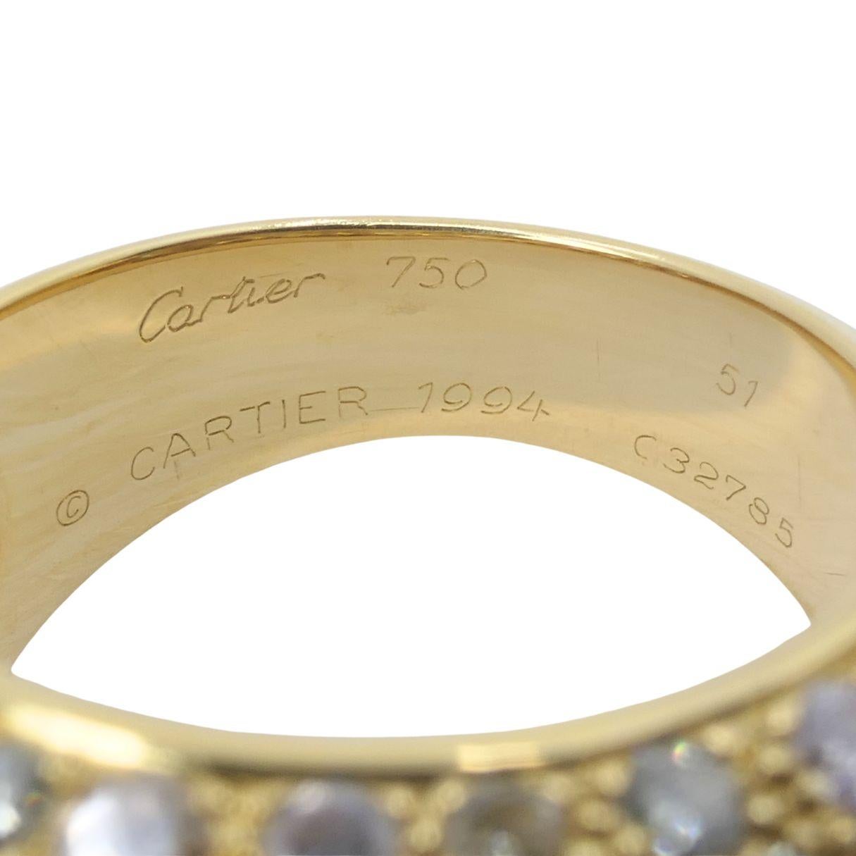 Anello Cartier Sauvage d'epoca in oro bianco marrone con pavé di diamanti a cupola in vendita 8