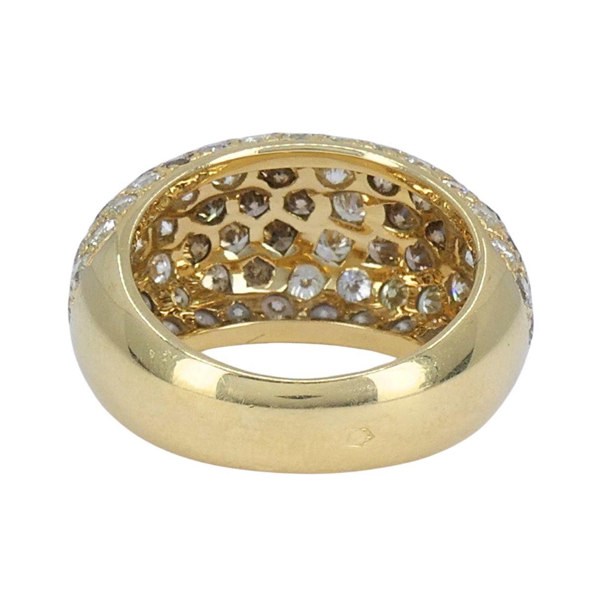 Anello Cartier Sauvage d'epoca in oro bianco marrone con pavé di diamanti a cupola in vendita 1