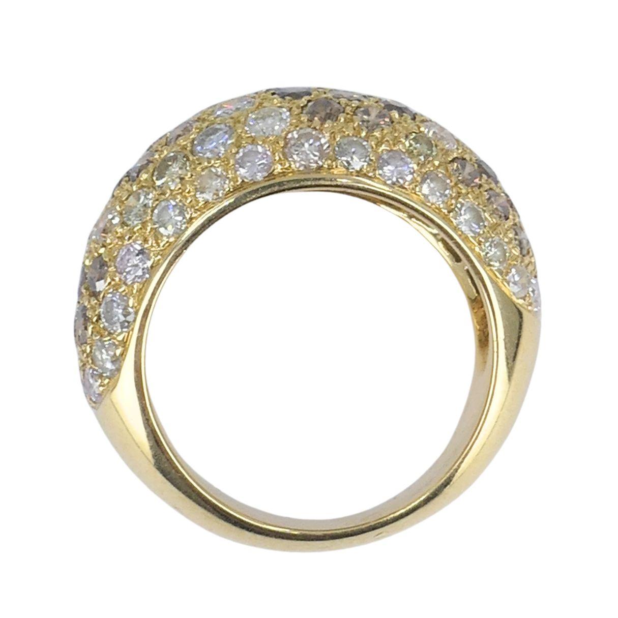 Anello Cartier Sauvage d'epoca in oro bianco marrone con pavé di diamanti a cupola in vendita 4