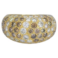 Anello Cartier Sauvage d
epoca in oro bianco marrone con pavé di diamanti a cupola