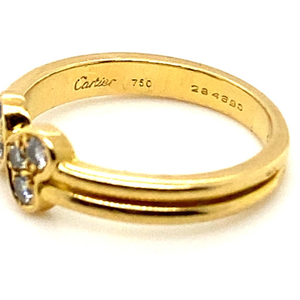 Retro Vintage Cartier Six Stone Diamond Love Heart Ring 18 Karat Yellow Gold