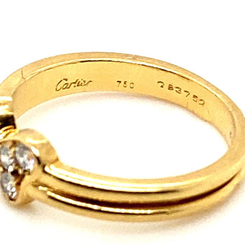 Round Cut Vintage Cartier Six Stone Diamond Love Heart Ring 18 Karat Yellow Gold For Sale