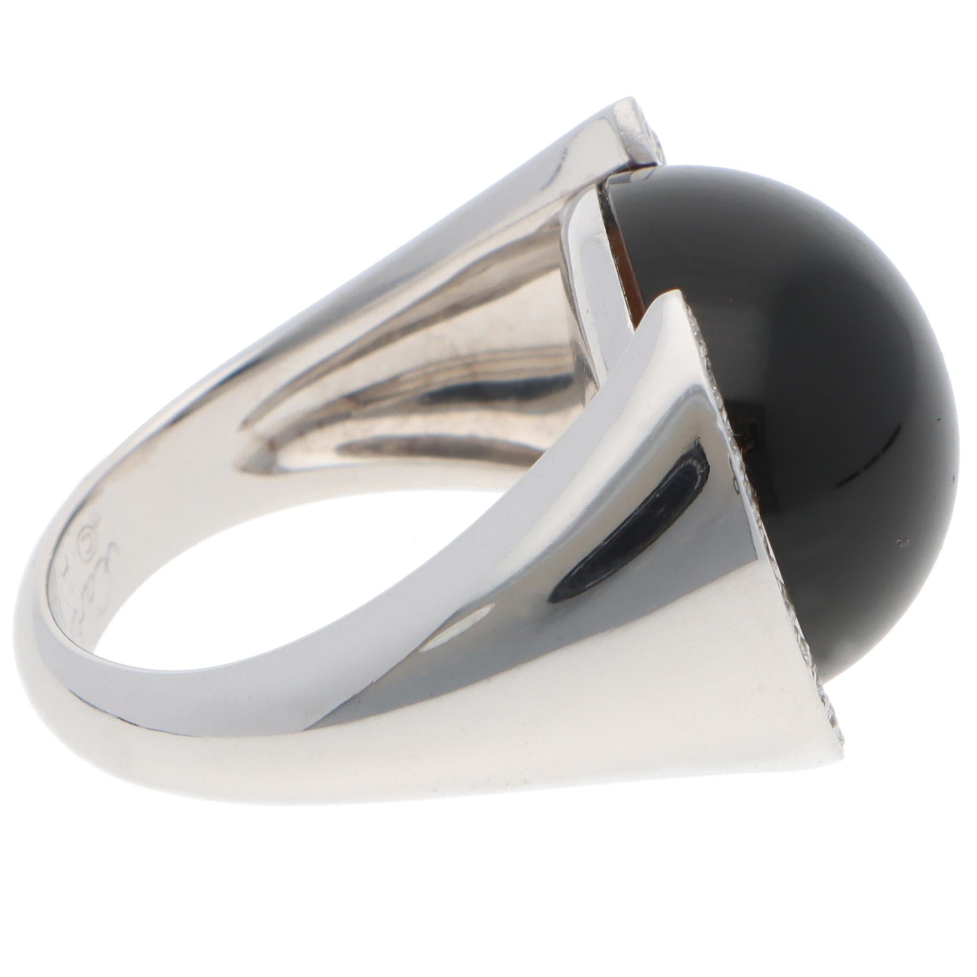 Vintage Cartier Smoky Quartz and Diamond Ring in White Gold Moderno en venta