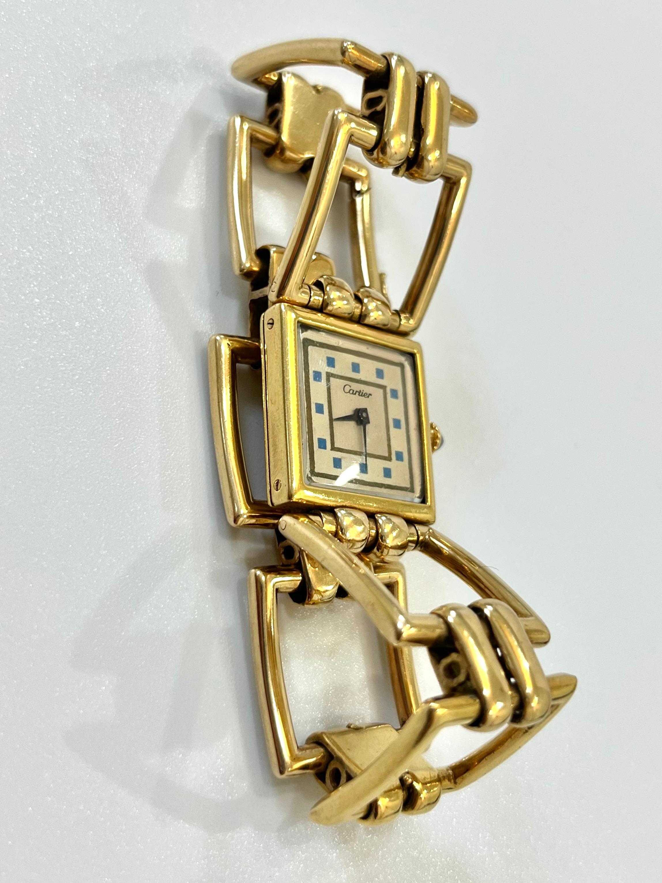 Art Deco Vintage Cartier Square Link Watch in 14k gold - 21mm - Laides Cartier Watch