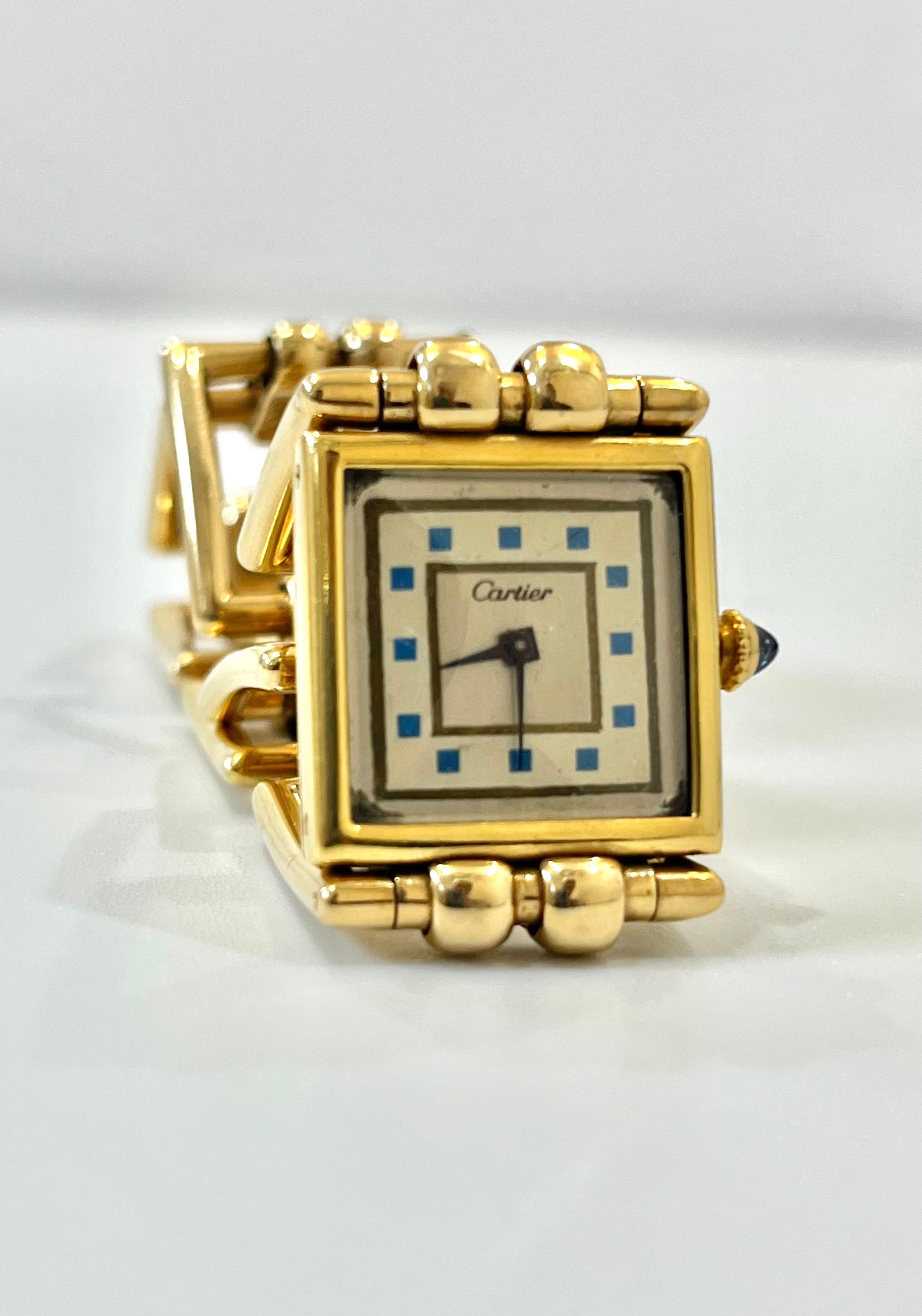 Vintage Cartier Square Link Watch in 14k gold - 21mm - Laides Cartier Watch In Good Condition In Miami, FL