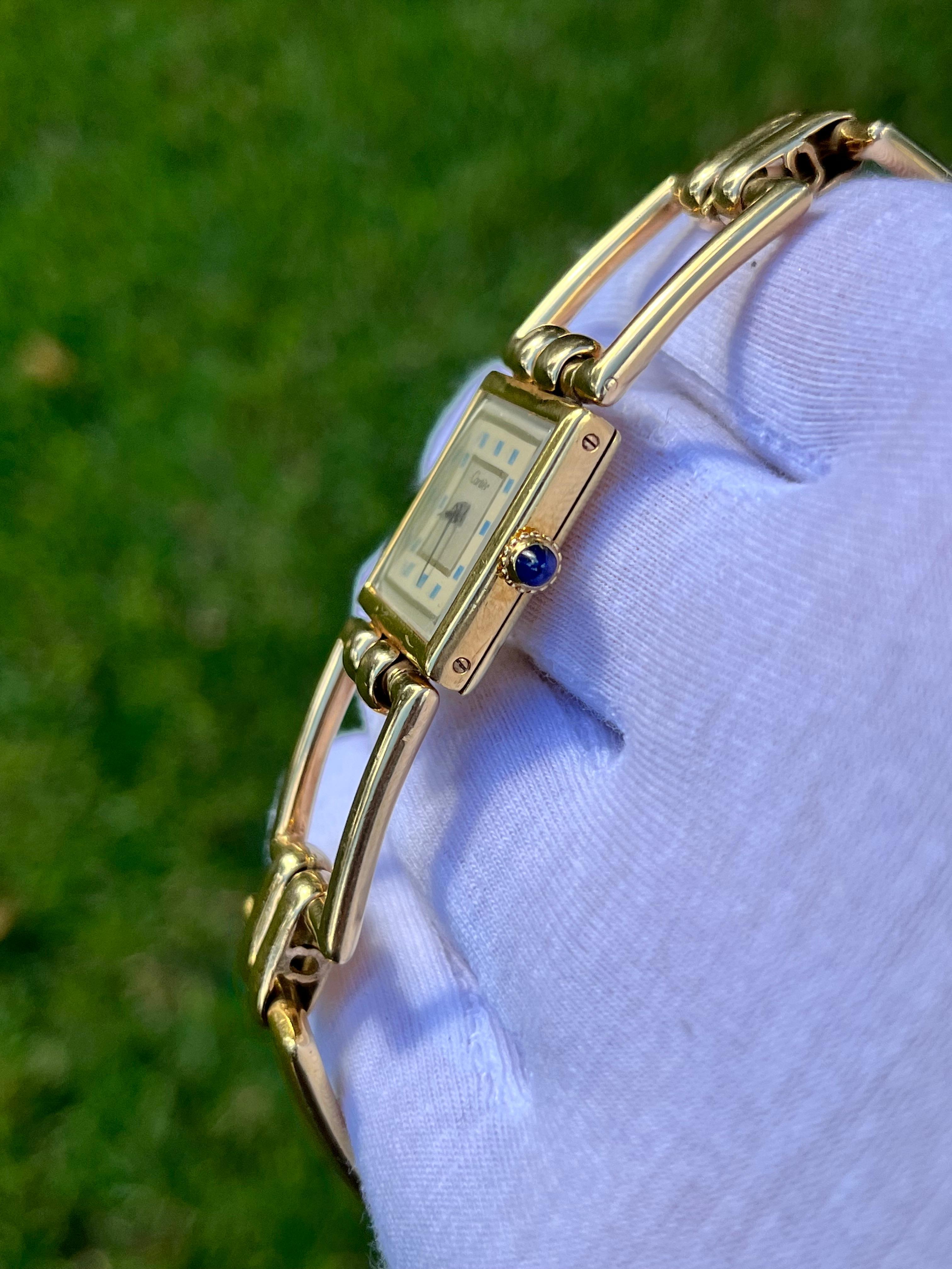Vintage Cartier Square Link Watch in 14k gold - 21mm - Laides Cartier Watch 1