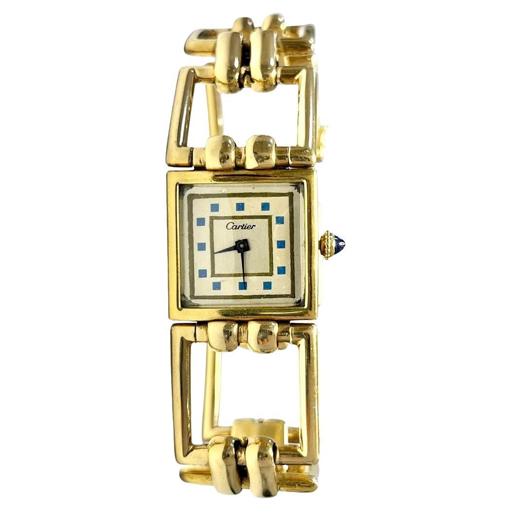 Vintage Cartier Square Link Watch in 14k gold - 21mm - Laides Cartier Watch