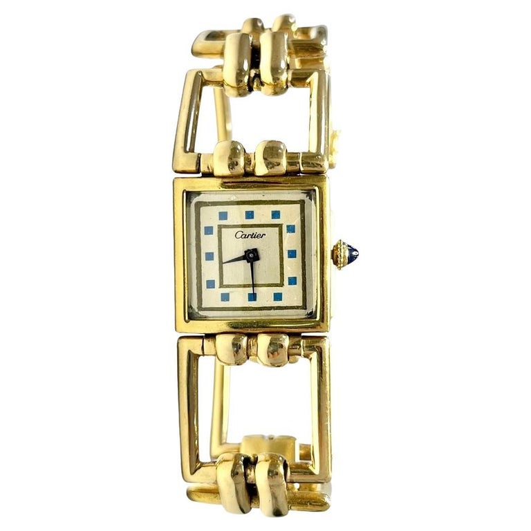 Vintage Cartier Square Link Watch in 14k gold 21mm Laides Cartier