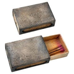 Lot de 2 étuis vintage Cartier en argent sterling pour boîtes d'allumettes, avec monogramme
