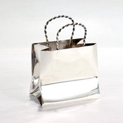 Bolsa de la compra o de regalo en miniatura vintage Cartier de plata de ley