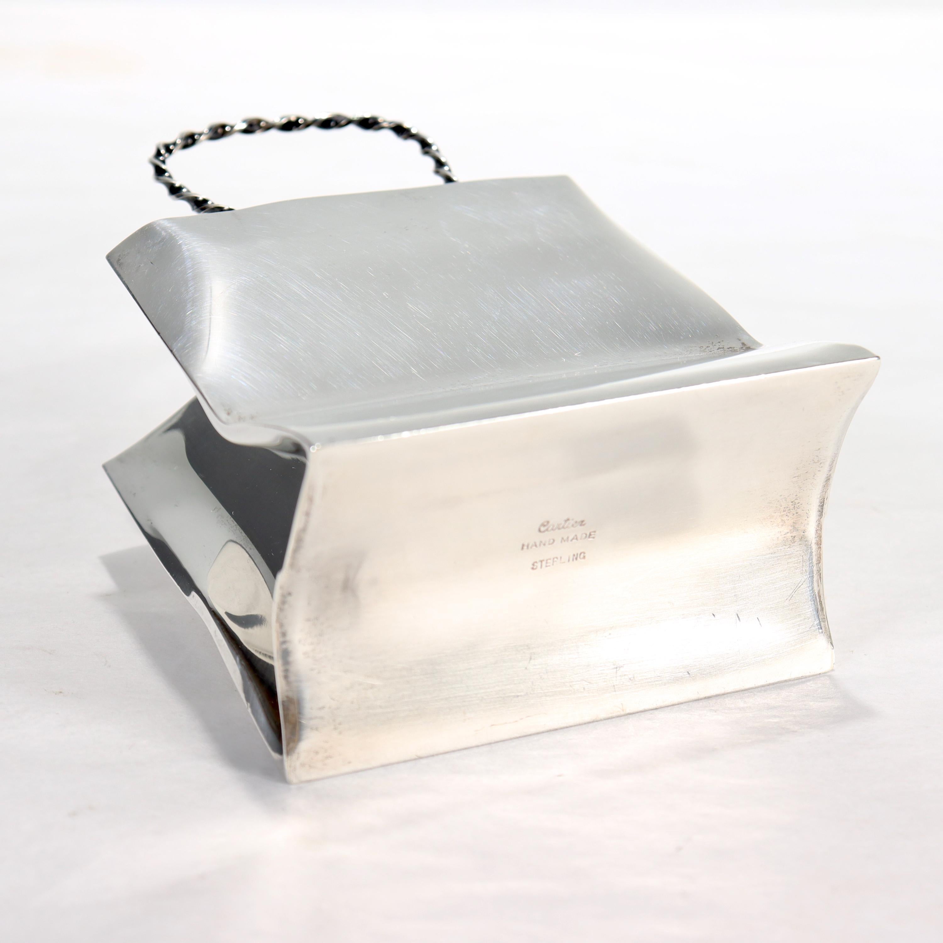 Vintage Cartier Sterling Silver Miniature Shopping or Gift Bag 1