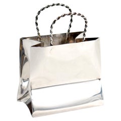 Vintage Cartier Sterling Silver Miniature Shopping or Gift Bag