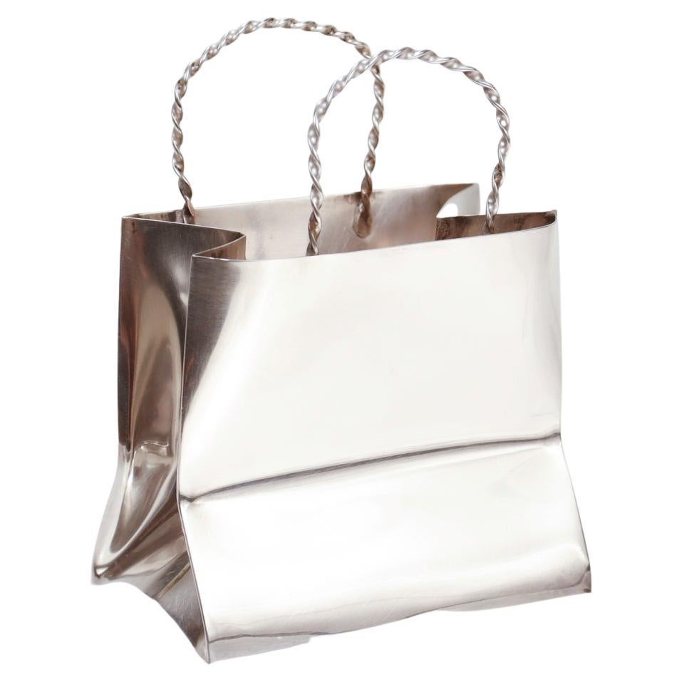 Vintage Cartier Sterling Silver Miniature Shopping or Gift Bag