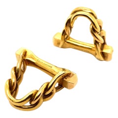 Vintage Cartier Stirrup Cufflinks Twisted 18 Karat Yellow Gold, Circa 1950