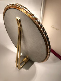 Vintage Cartier Table Mirror Silver Gold and Rose Plated, 1970