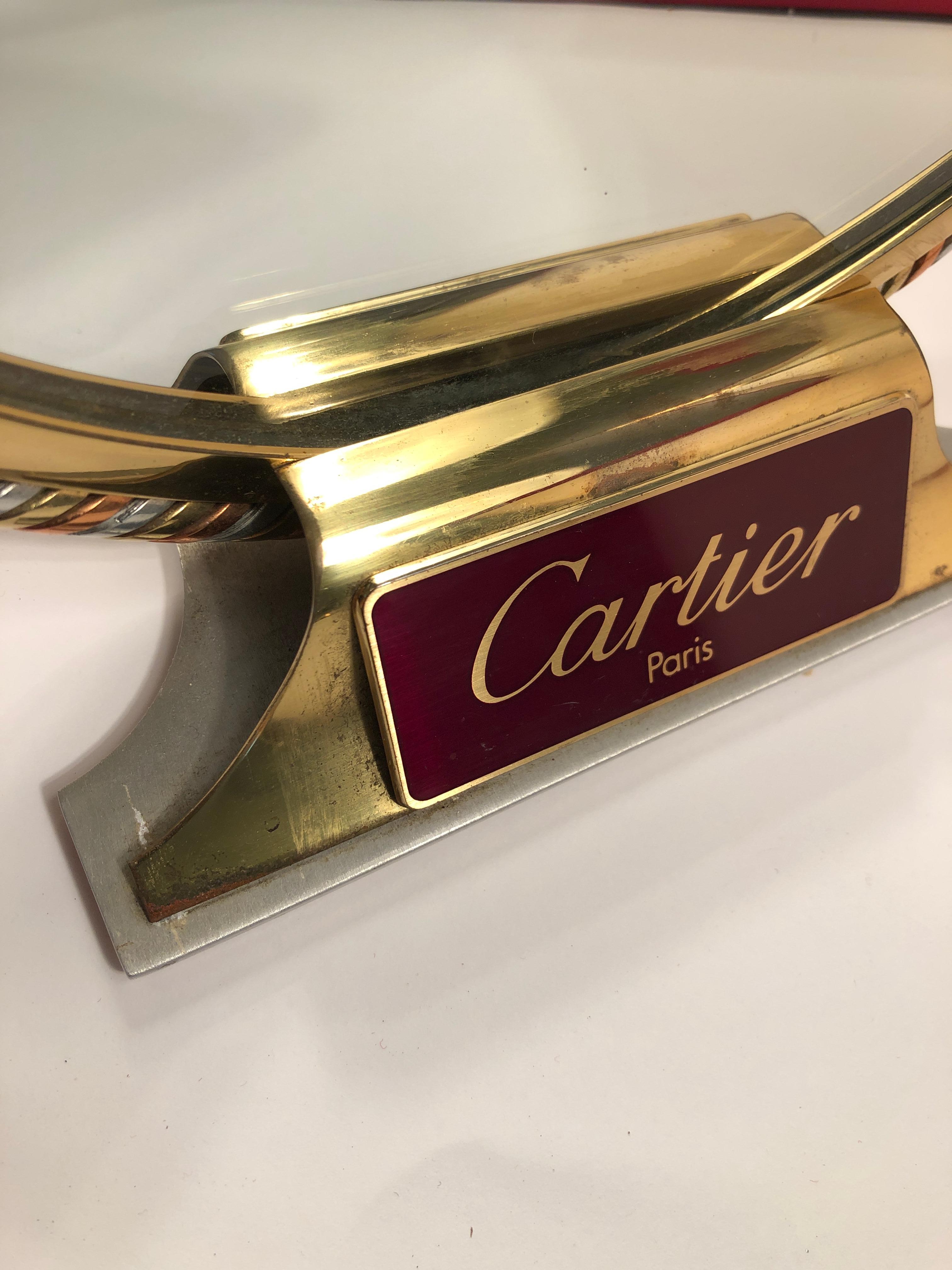 Italian Vintage Cartier Table Mirror Silver Gold and Rose Plated, 1970
