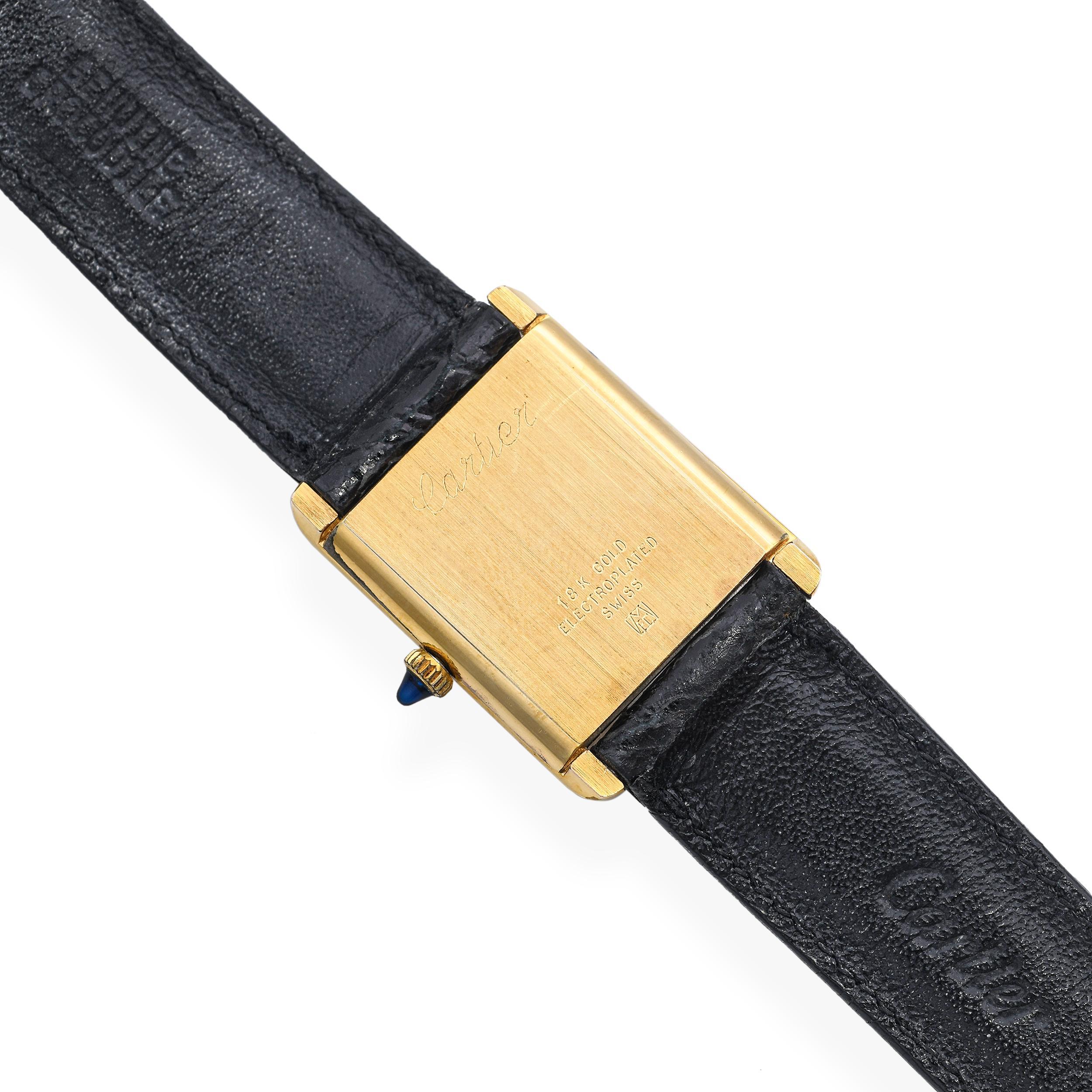 De los hombres Reloj mecánico de caballero vintage Cartier Tank 18k chapado en oro en venta