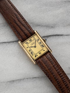 Vintage Cartier Tank 1980s Lemon Roman Dial Manual Wind 23x30mm Case.