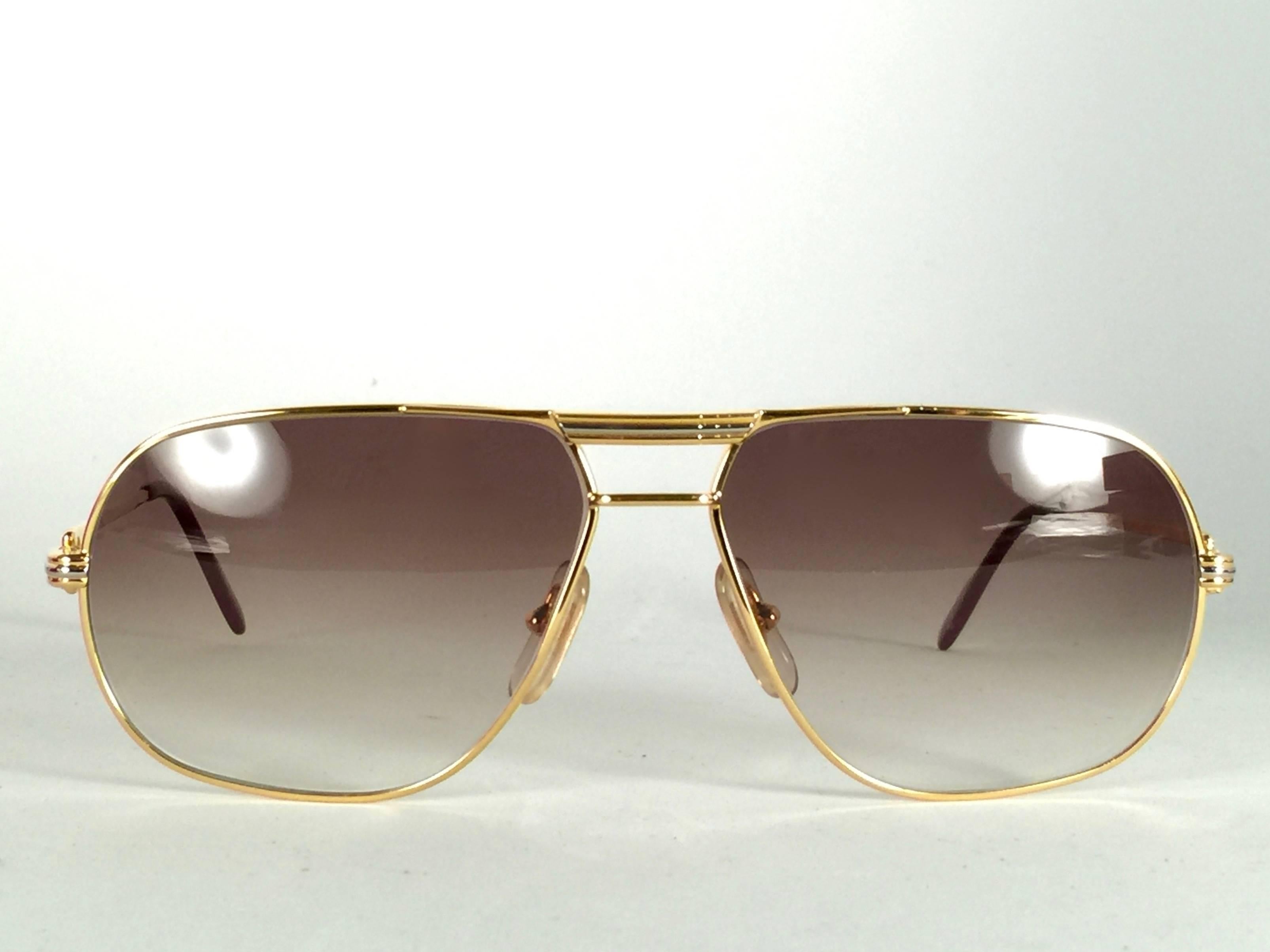 Women's or Men's Vintage Cartier Tank 59mm Medium Gradient Vendome Sunglasses 18k Sunglasses