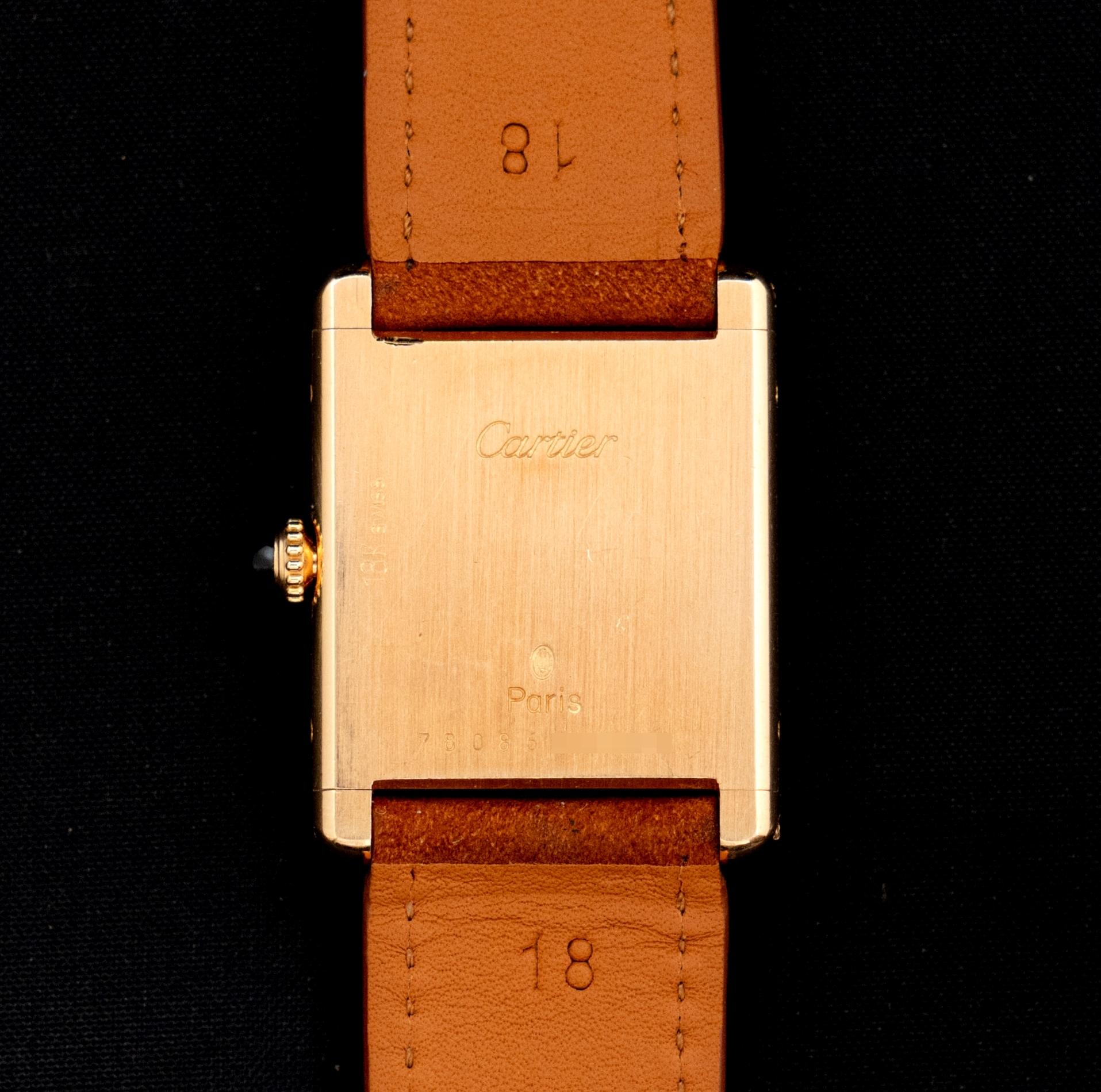 Vintage Cartier Tank Louis 18K Yellow Gold Manual Wind Swiss Dial 7808, 1980s In Good Condition For Sale In Central & Western District, HK