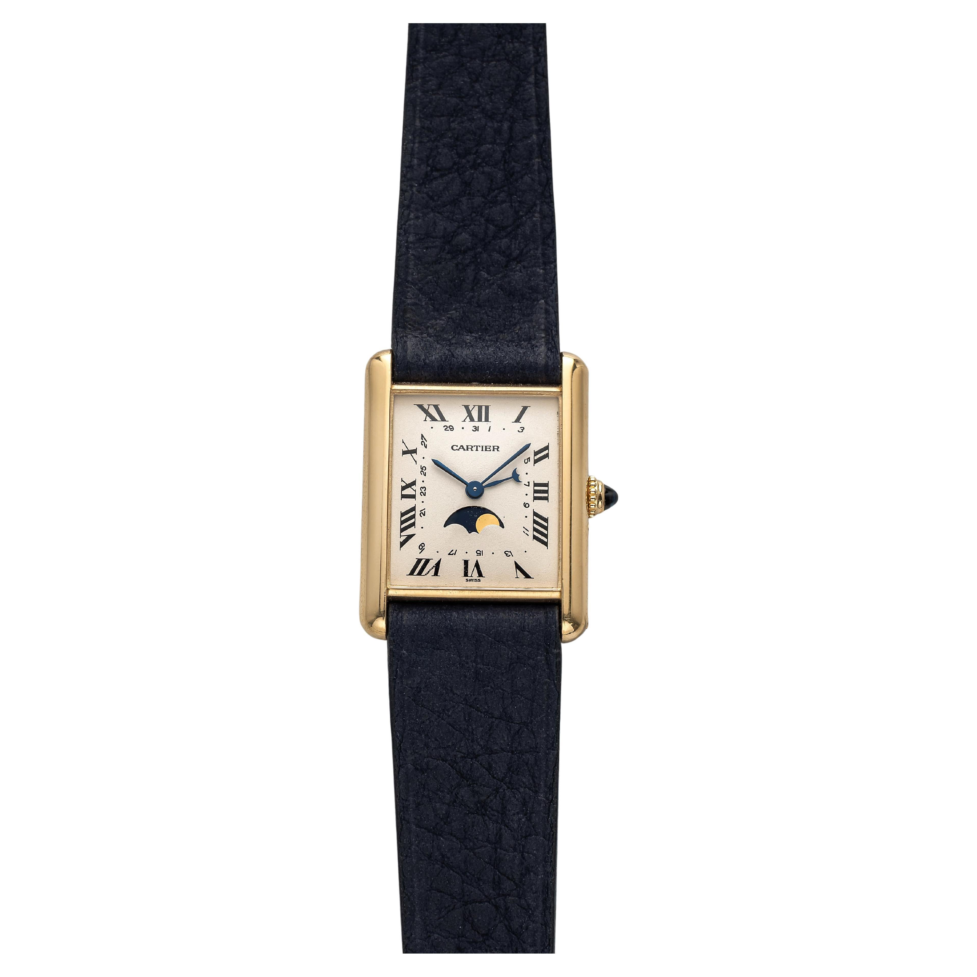 Vintage Cartier Tank Louis 18k Yellow Quartz 80s White Roman Numeral Dial