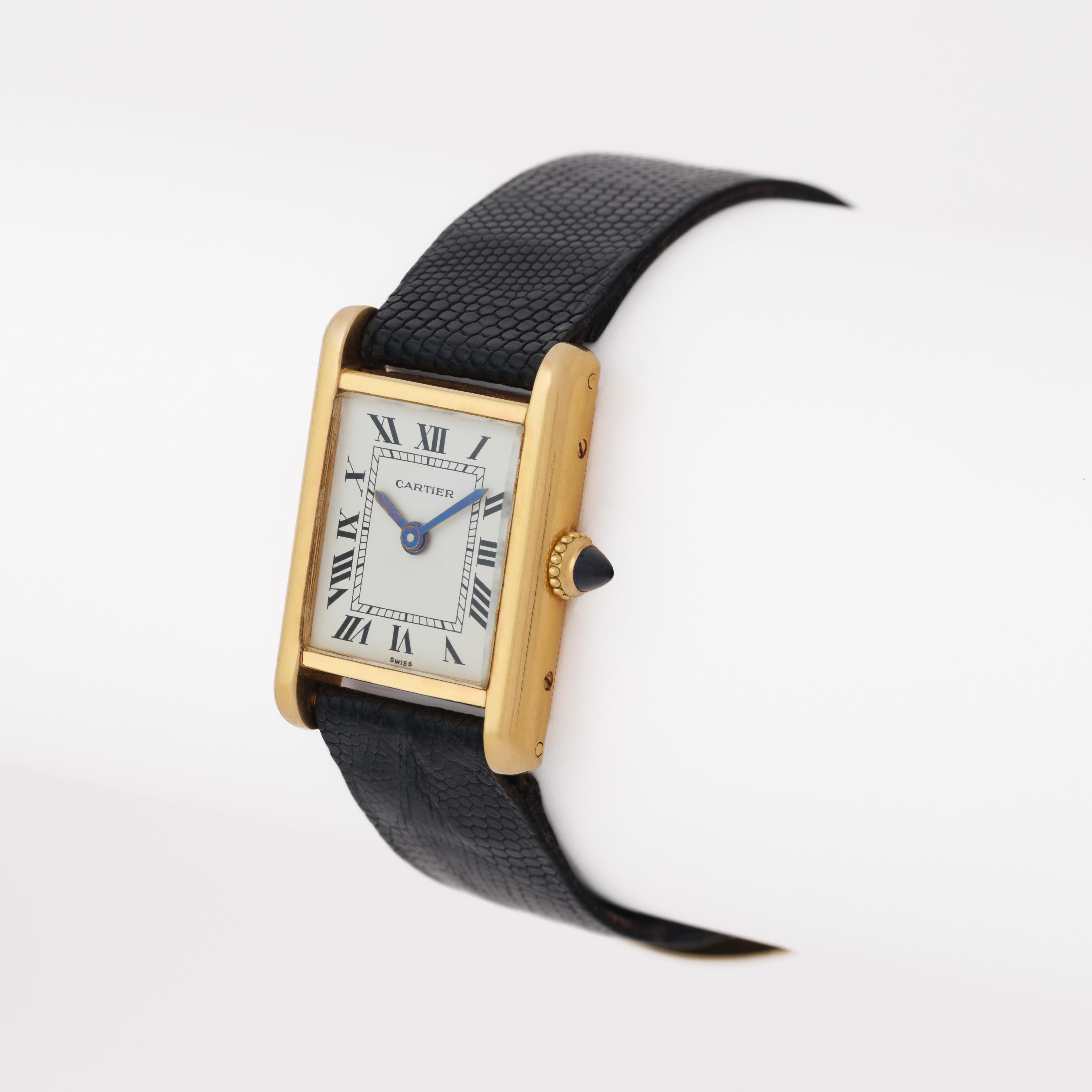 Vintage Cartier Tank Louis Modell 7808 18k Gelbgold auf Deployment Schnalle für Damen oder Herren im Angebot