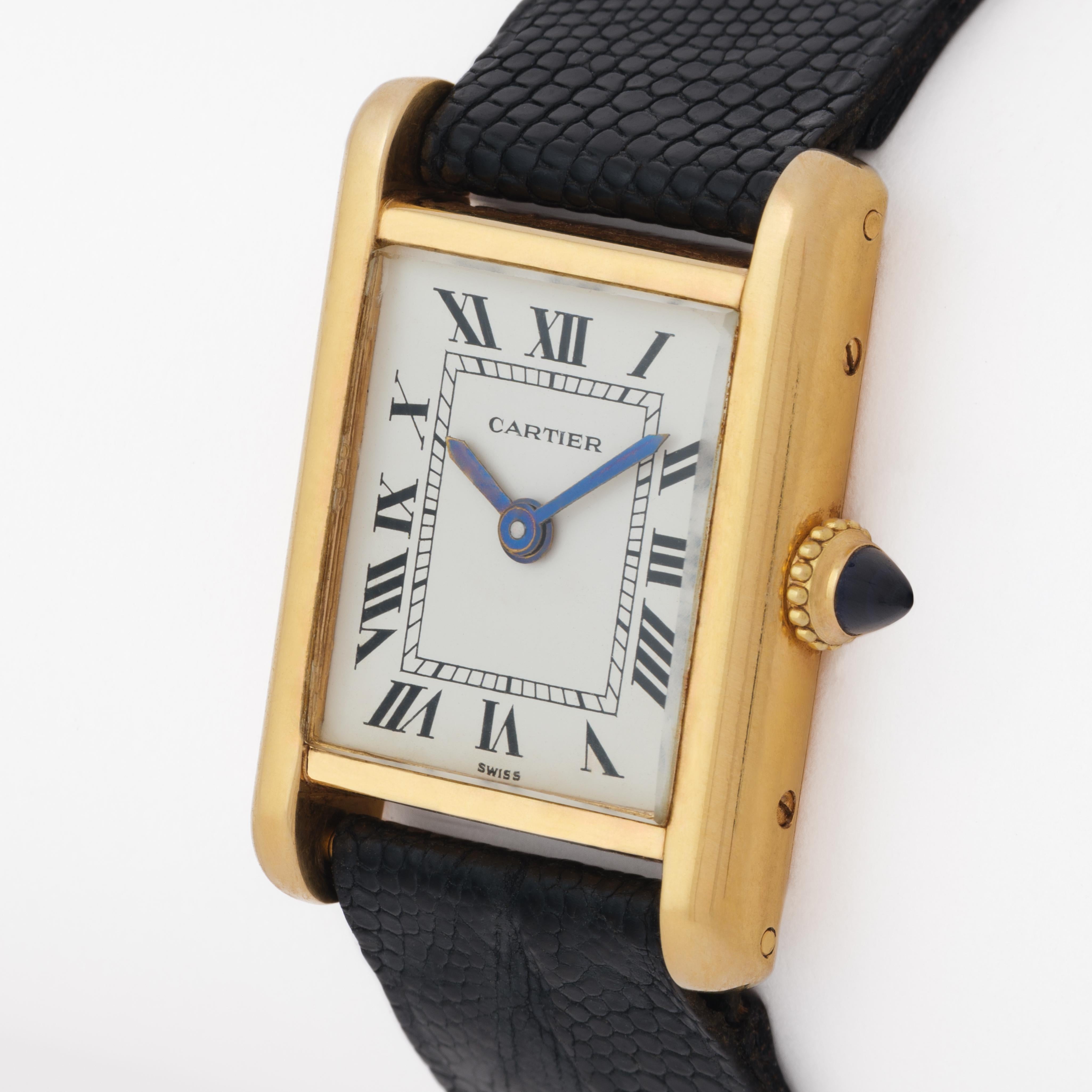 Vintage Cartier Tank Louis Modell 7808 18k Gelbgold auf Deployment Schnalle im Angebot 1
