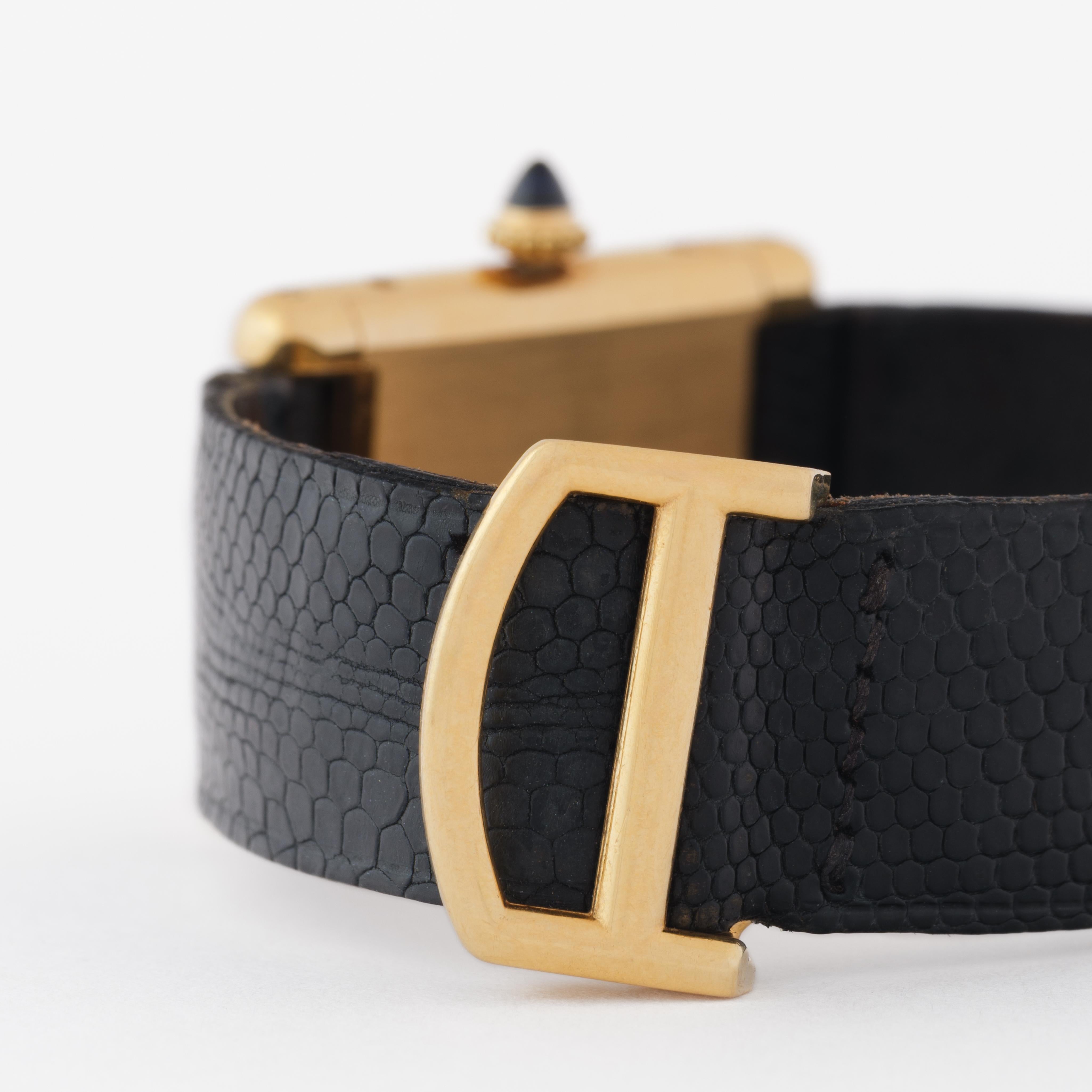 Vintage Cartier Tank Louis Modell 7808 18k Gelbgold auf Deployment Schnalle im Angebot 3