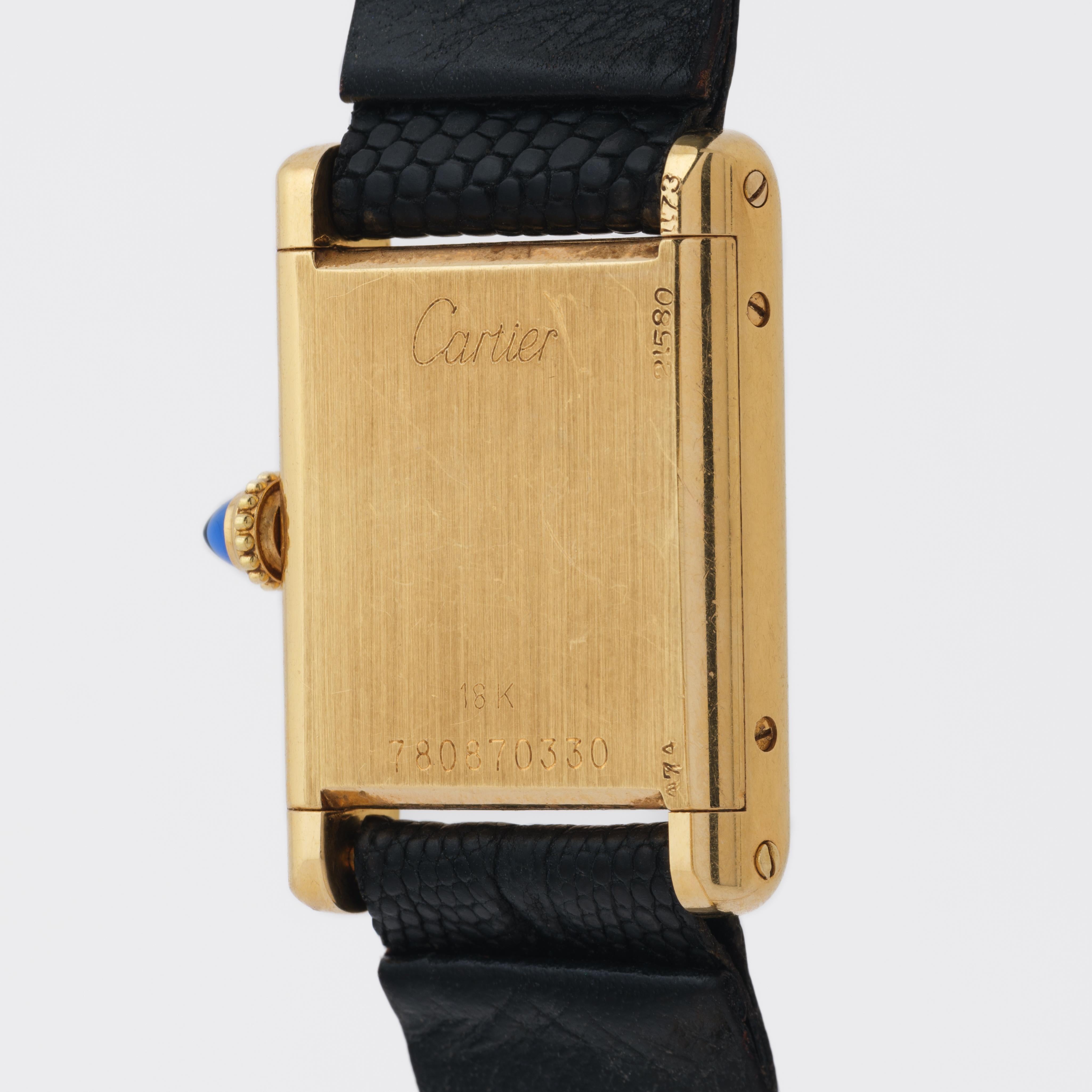 Vintage Cartier Tank Louis Modell 7808 18k Gelbgold auf Deployment Schnalle im Angebot 4